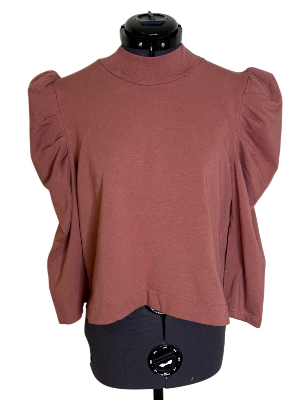 Cuyana Puff Sleeve Mock Neck Top